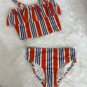Hanna Andersson Orange and Blue Striped Kids Swim Set